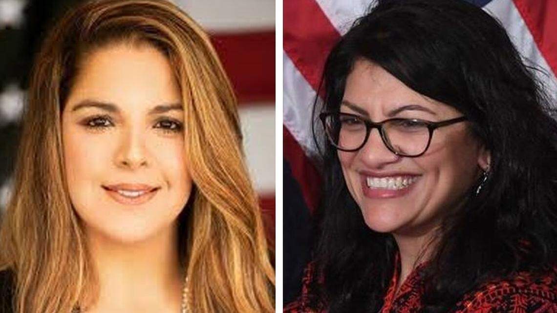 Hallandale Beach Commissioner Anabelle Lima-Taub, left, and Congresswoman Rashida Tlaib.