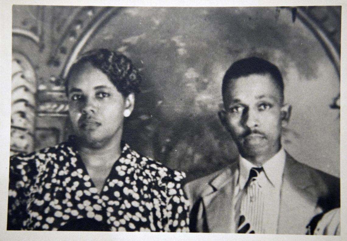 Courtesy of the Harry T. Moore Museum: Pictured on Dec. 11, 2021, in Mims, Florida, is a photo of educators Harriette V. and Harry T. Moore. The Moore Museum holds memorabilia that reflects the years since the killing of the Moores on Christmas Day 1951, and their legacy. Harry T. & Harriette V. Moore were the first Civil Rights leaders killed in the U.S.