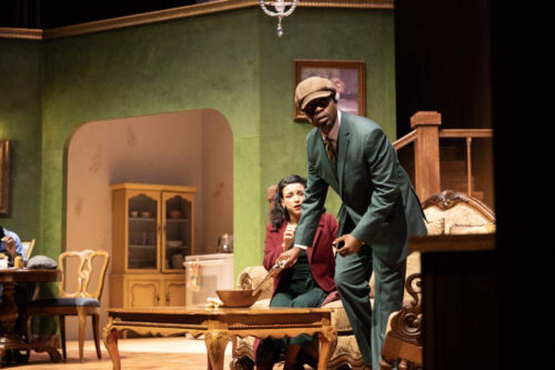 Jean Hyppolite plays Rahman and Andrea Garcia is his wife Phibe in Layon Gray’s play “Searching for Willie Lynch” now at M Ensemble at the Sandrell Rivers Theater.