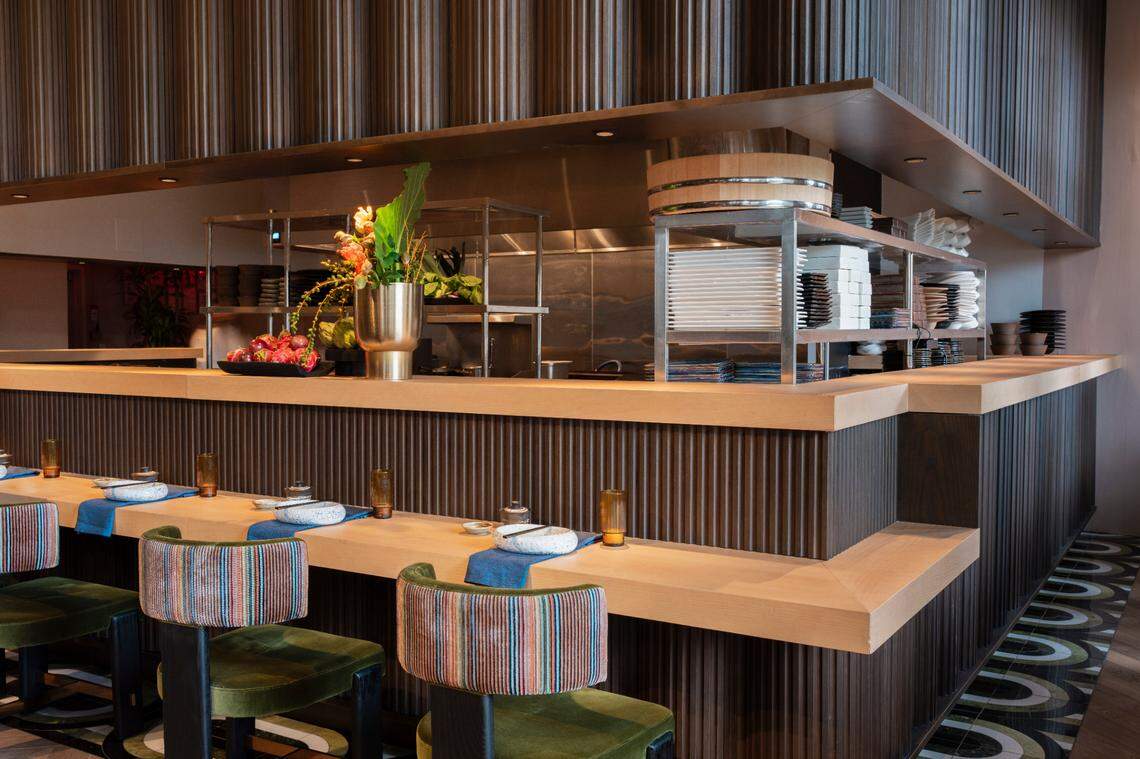 The counter at Kissaki Japanese restaurant in Miami Beach.