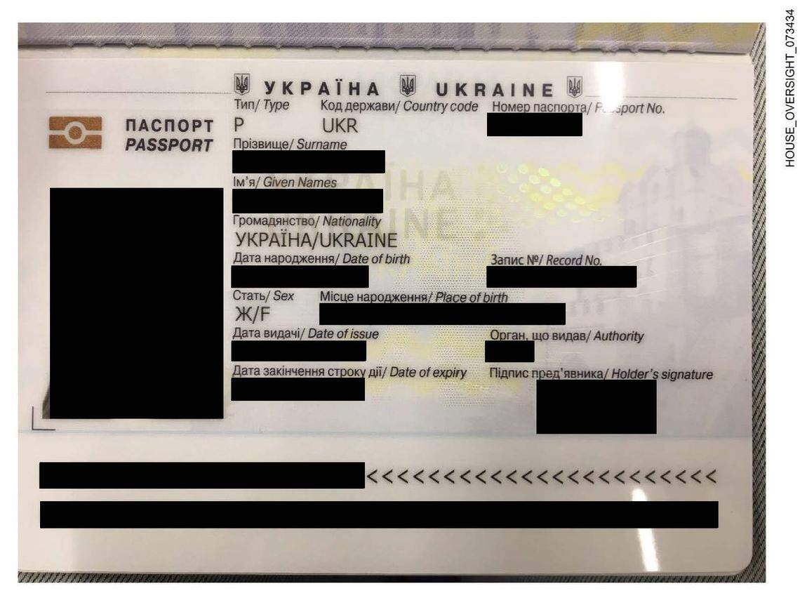Image of a passport, with redactions, produced by the estate of Jeffrey Epstein and released on Dec. 18 by the House Committee on Oversight and Government Reform.