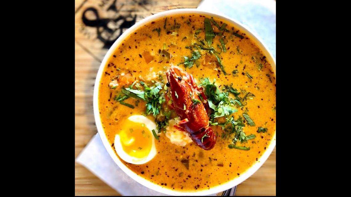 Chupe de camarones is a popular Peruvian dish at Mr. & Mrs. Bun.