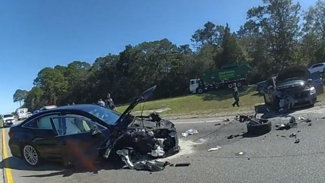 A woman who “intentionally drove” drove the wrong way in traffic caused this crash near Elgin Air Force Base, the Okaloosa County Sheriff’s Office says.