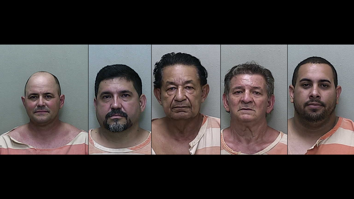 (From left to right) Raul Martinez-Torres, Jose Farinas, Emiliano Aviles, Elio Delgado, Donny Puerto were all charged with fighting or baiting animals.