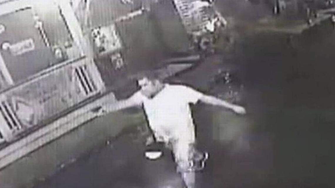 Derek David of Louisiana is captured on security video brandishing a gun on Charles Street on March 21, 2016, and firing toward people on Duval Street. He says he was defending himself and his wife from strangers who started fighting them.