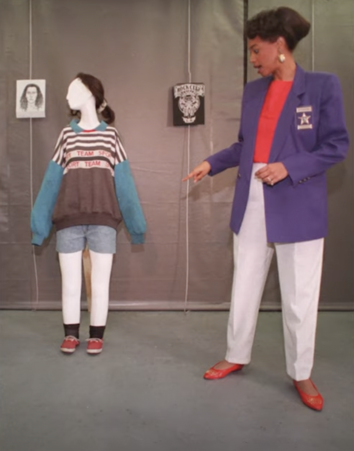 A screenshot from a video showing the clothing that Eileen Truppner was wearing when she was found murdered in 1998.