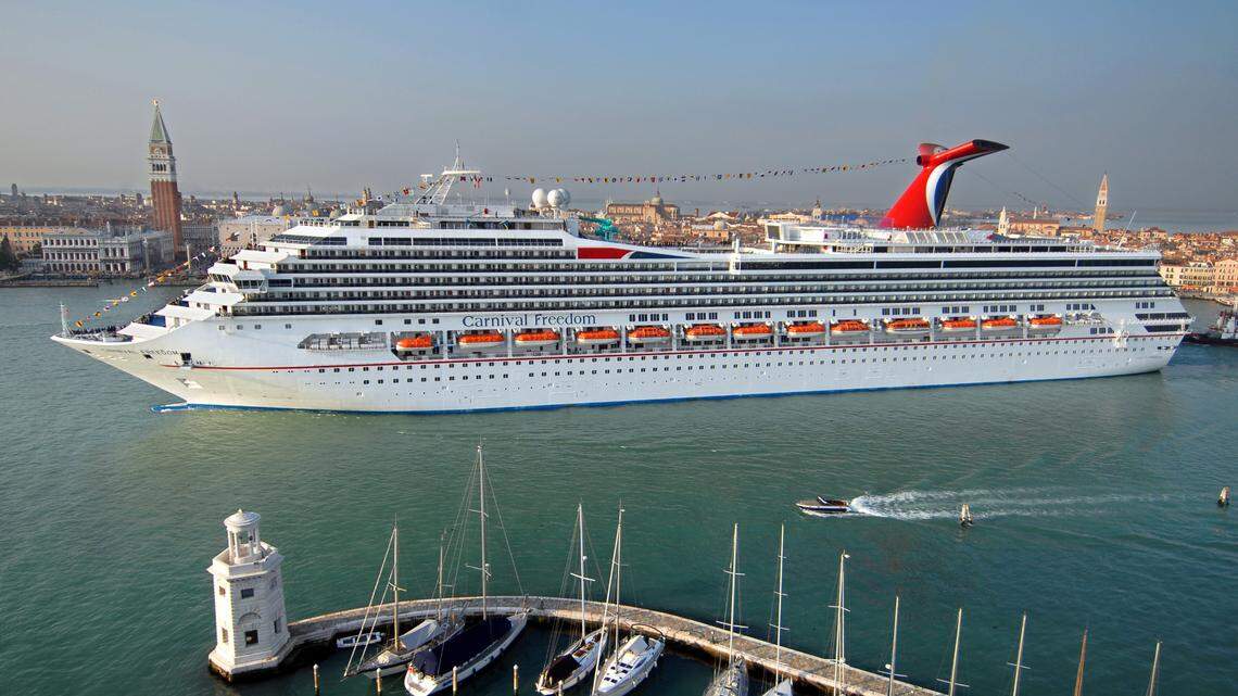 Carnival Cruise Line said Thursday a small number of people aboard Carnival Freedom have been infected by COVID-19 and so the ship was denied entry to two Caribbean ports. (March 2007 photo)