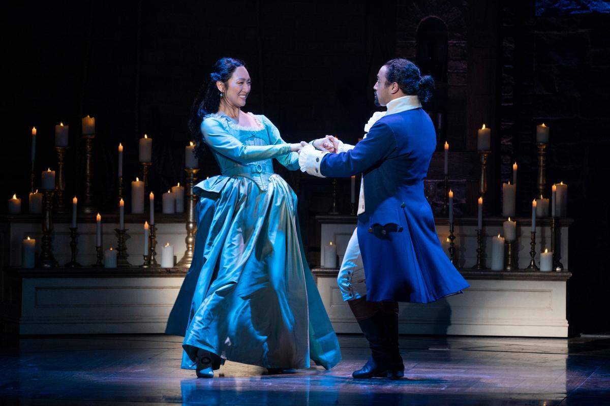 Stephanie Jae Park and Pierre Jean Gonzalez dance in ‘Hamilton,’ coming to the Arsht and the Kravis centers.