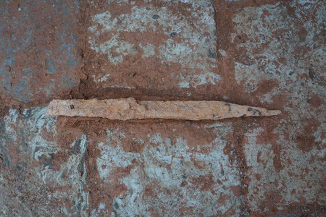 A knife found in one of the tombs.