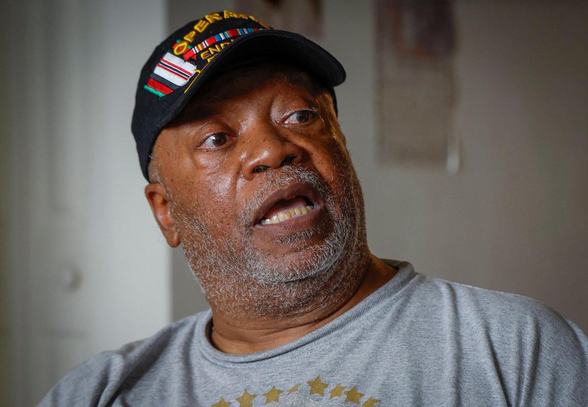 David Murray, 67, a disabled and formerly homeless Air Force veteran, discusses his experience as a permanent supportive housing resident at his home in Miami on Thursday, June 26, 2025. The Trump administration’s 2026 budget proposal seeks to eliminate federal funding for permanent supportive housing, which currently serves more than 300,000 disabled Americans.