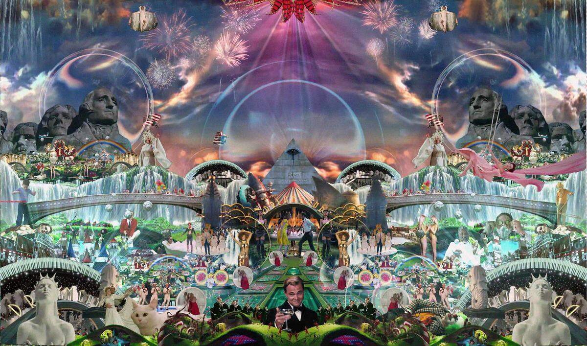Detail from Marco Brambilla’s “Heaven’s Gate” video collage, showing at Perez Art Museum Miami.