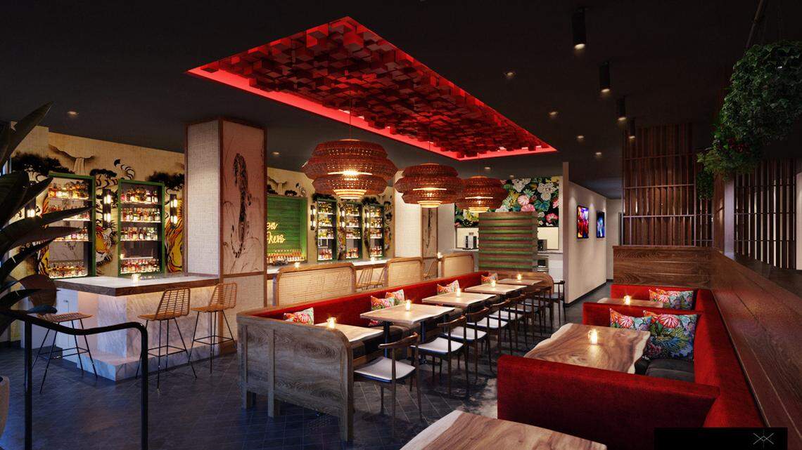The marble bar inside Jia, an upscale Chinese restaurant opening soon on Miami Beach.