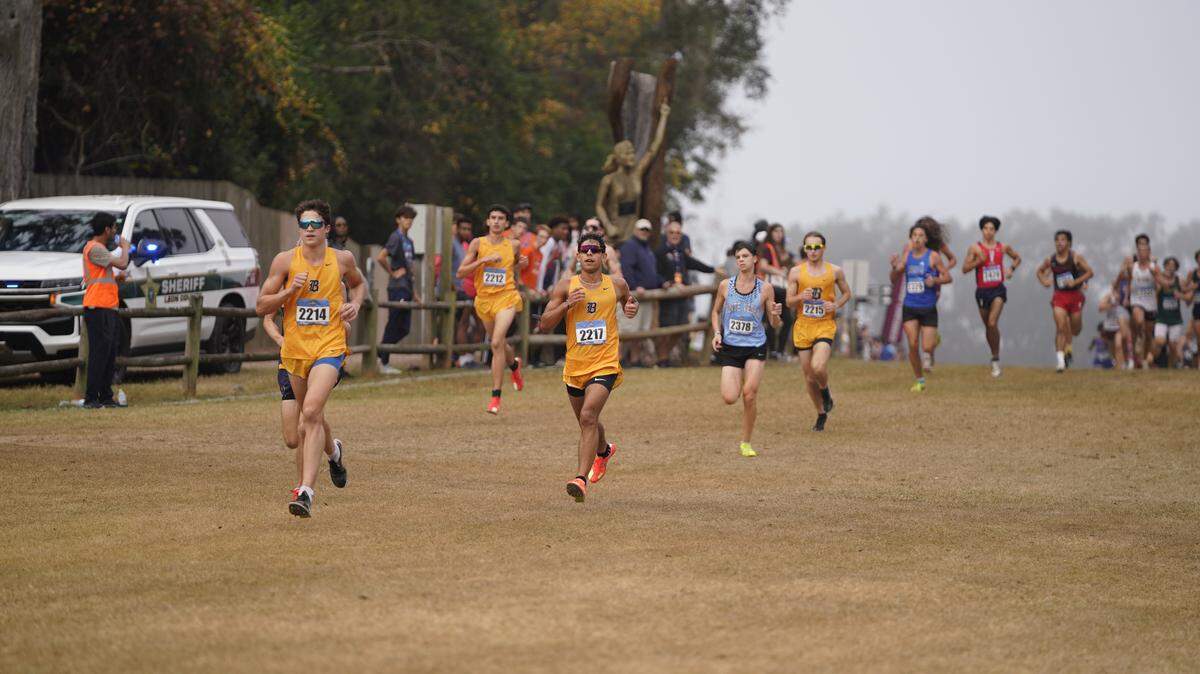 Belen Jesuit runners compete in the Class 3A cross-country state championship race on Saturday morning at Apalachee Regional Park in Tallahassee, Fla.