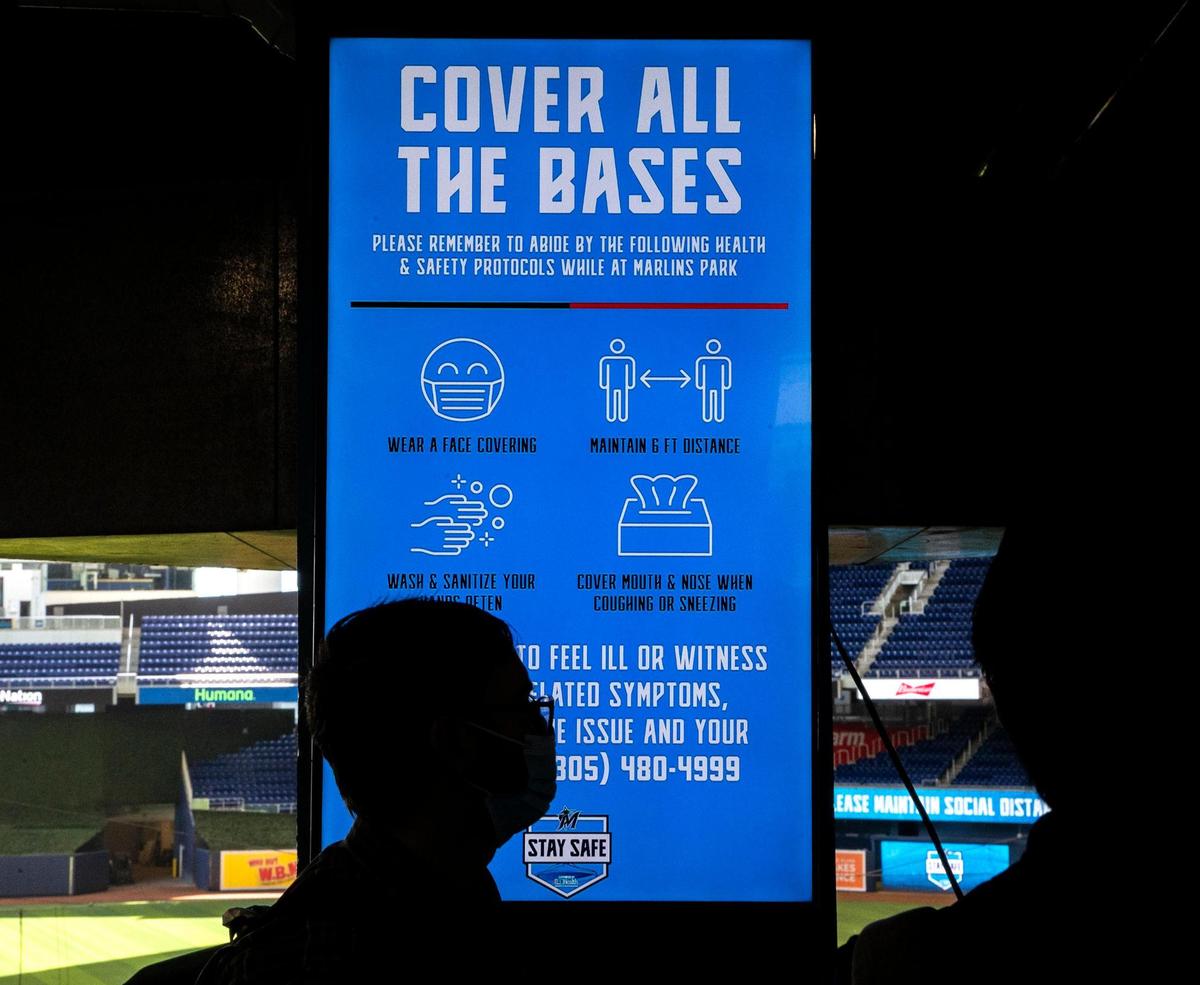A first-look at the health and safety measures and the new signage at Marlins Park for the 2021 regular baseball season and ballpark events on Thursday, March 18, 2021.
