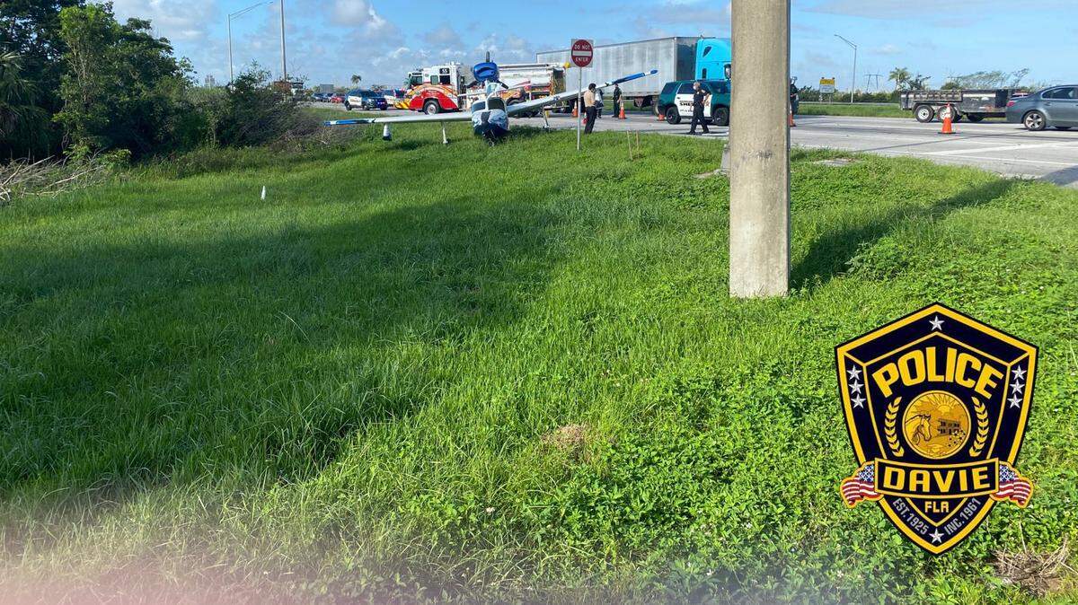 A small plane landed near U.S. 27 and Griffin Road Wednesday morning.
