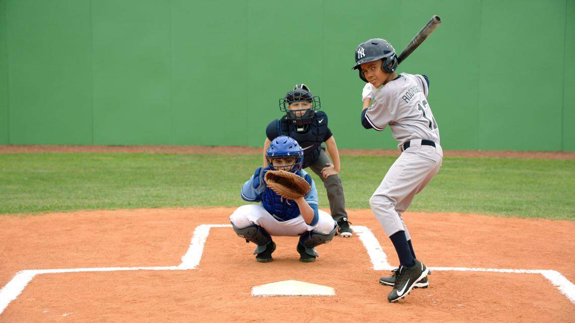 Blake McCall as Alex Rodriguez at the plate in a scene from ‘Screwball.