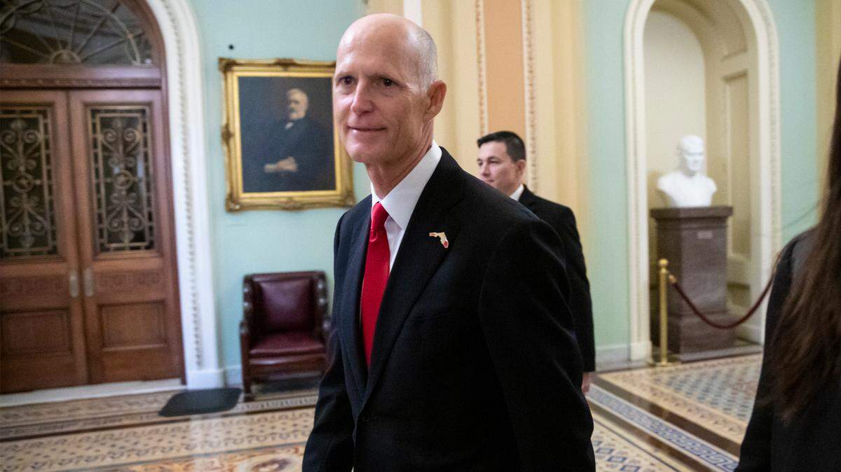 While the ballot recount was still going strong back home, Florida Gov. Rick Scott arrived for a meeting with Senate Majority Leader Mitch McConnell, R-Ky., and new GOP senators at the Capitol in Washington, Wednesday, Nov. 14, 2018.