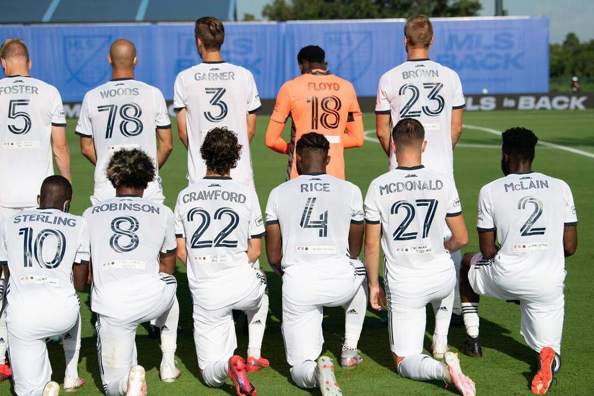 Philadelphia Union players wore the names of Black victims of police brutality on the backs of their jerseys for their opening game in the MLS is Back Tournament.