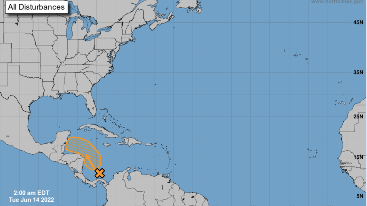 A disturbance in the southwestern Caribbean Sea could turn into a tropical depression later this week, forecasters said.