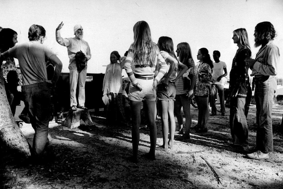 Young people in a Grove park in 1970.