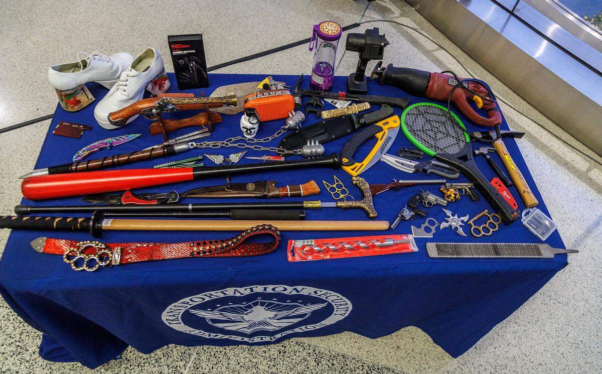 Sample of confiscated items at checkpoints at MIA.