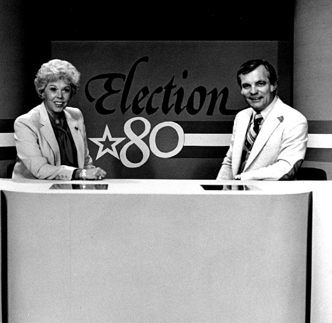 Glenn Rinker and Ann Bishop lead election coverage in 1980 for WPLG-Channel 10.