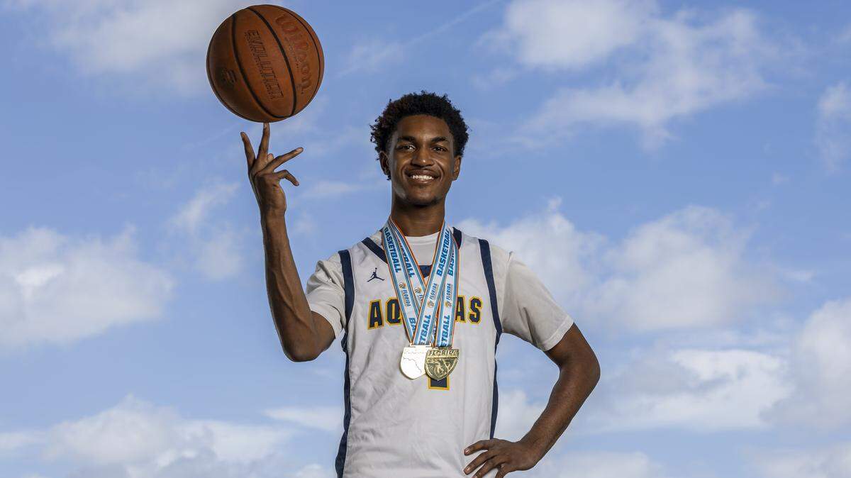 Clarence Westbrook Jr., St Thomas Aquinas High School, Basketball. All-Broward players photographed at Brian Piccolo Sports Park on Tuesday, March 31, 2026, in Cooper City, Fla.