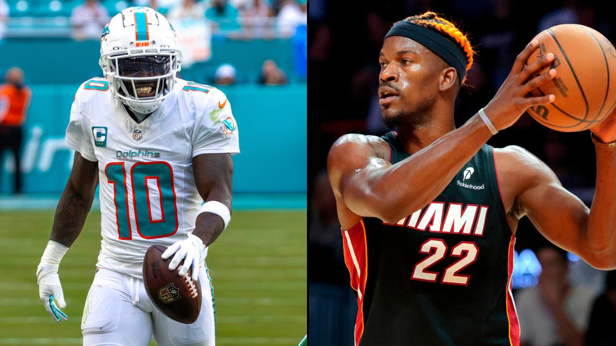 Are Miami Dolphins wide receiver Tyreek Hill, left, and Miami Heat guard Jimmy Butler on the way out of town?