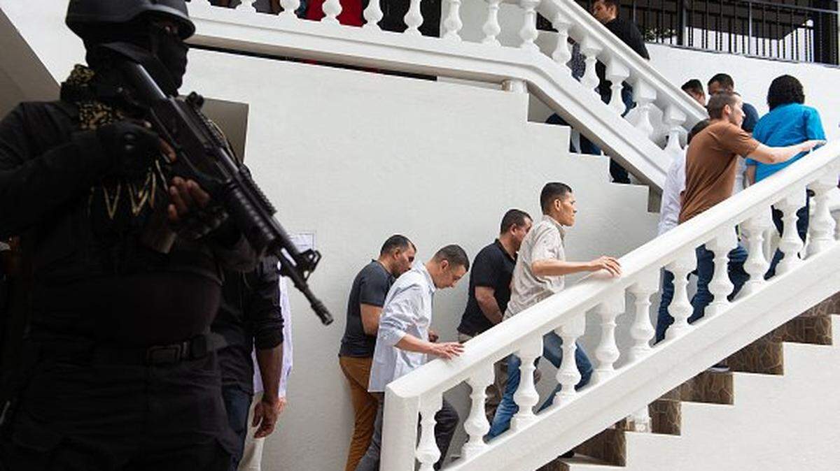 Colombian men accused of involvement in the assassination of former Haitian President Jovenel Moise attend for a hearing at the Court of Appeals in Port-au-Prince, Haiti, on June 16, 2025. Haitian president Jovenel Moise was assassinated on July 7, 2021 in his Port-au-Prince residence. (Photo by Clarens SIFFROY / AFP) (Photo by CLARENS SIFFROY/AFP via Getty Images)