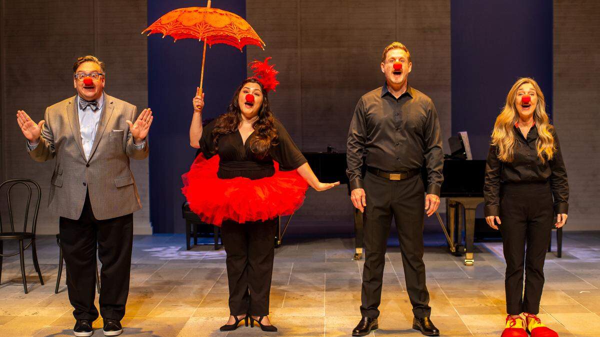 From left, Stuart Meltzer, Joline Mujica, Aloysius Gigl and Jeni Hacker promise some comedy in Zoetic Stage’s ‘Side by Side by Sondheim.’