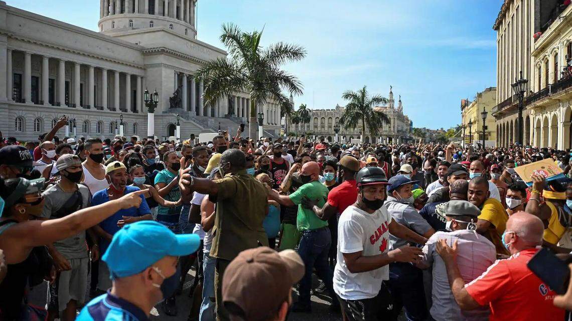 Cubans in Havana demonstrate against President Miguel Diaz-Canel’s repression.