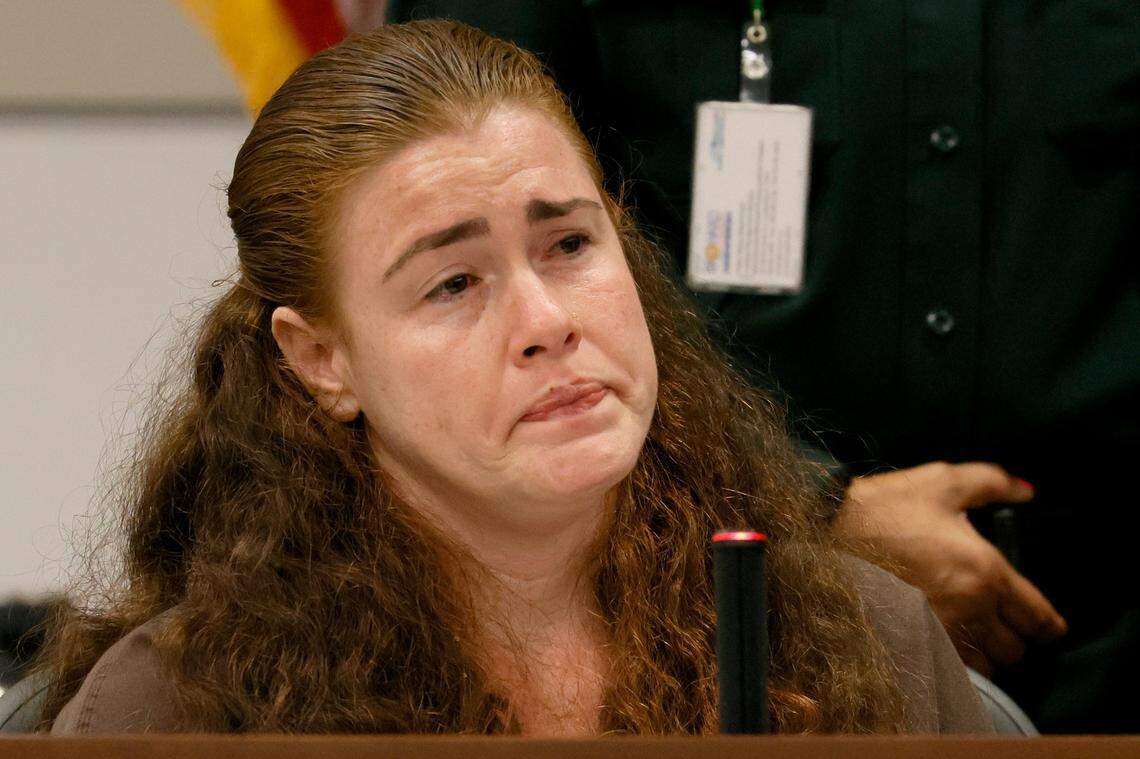Danielle Woodard, the daughter of Marjory Stoneman Douglas High School shooter Nikolas Cruz’s biological mom, Brenda Woodard, becomes emotional as she testifies in the penalty phase of Cruz’s trial at the Broward County Courthouse in Fort Lauderdale on Monday, Aug. 22, 2022. Cruz previously pleaded guilty to all 17 counts of premeditated murder and 17 counts of attempted murder in the 2018 shootings.
