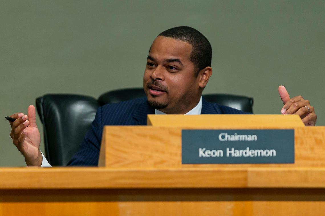 Commissioner Keon Hardemon attends a meeting at the Miami City Hall in Coconut Grove on Friday, January 17, 2020.