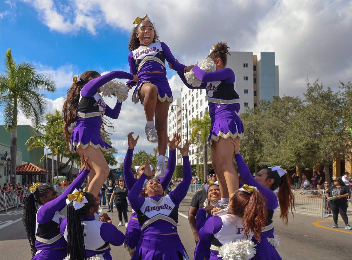 Members of the Prymus Angels All Stars perform at the Three King Parade.