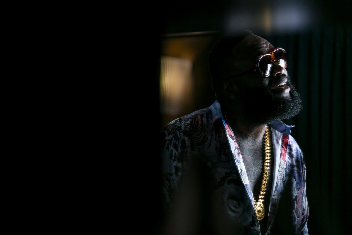 Rick Ross talks about his upcoming album “Port of Miami 2” during a media event at the Soho Beach House in Miami Beach on Tuesday, August 6, 2019.
