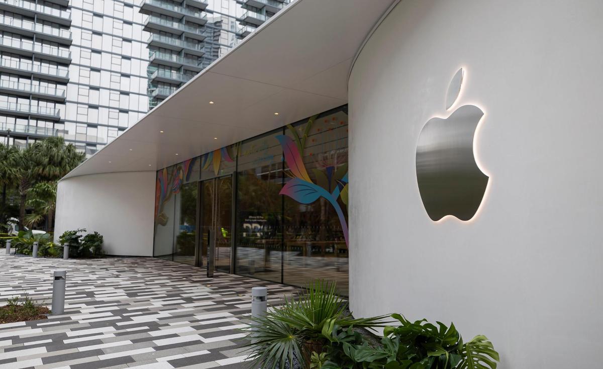 A general view of the new Apple Miami Worldcenter store on Wednesday, Jan. 22, 2025, in downtown Miami, Fla. Apple is set to open its newest store in downtown Miami on Friday, featuring a dedicated pickup area and a biophilic garden.