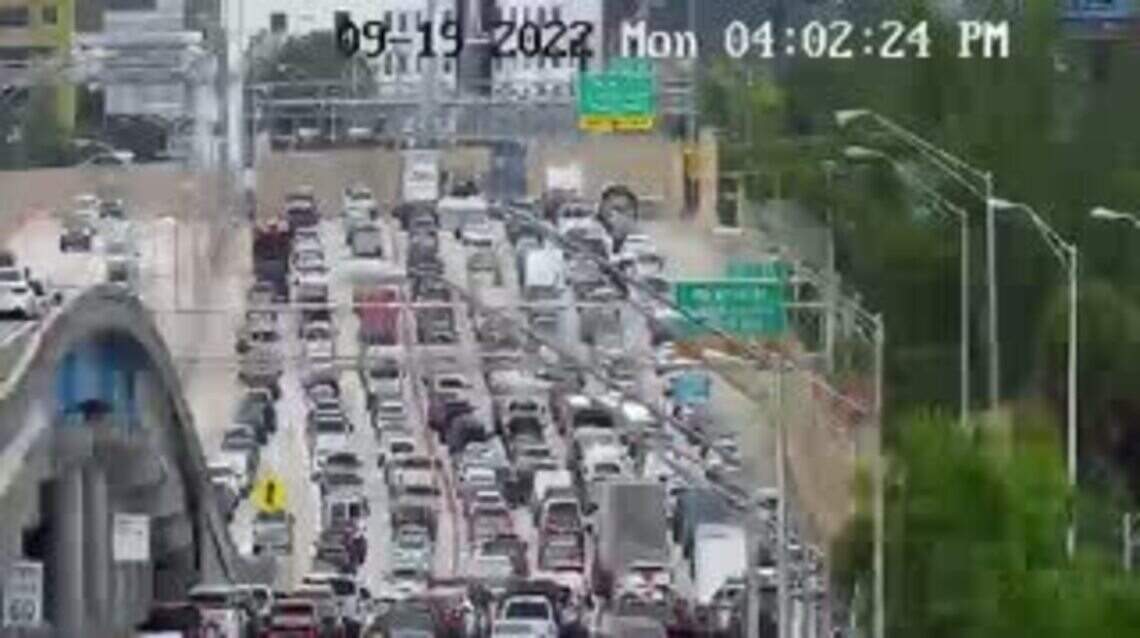 A car caught on fire on northbound Interstate 95 as afternoon rush hour started