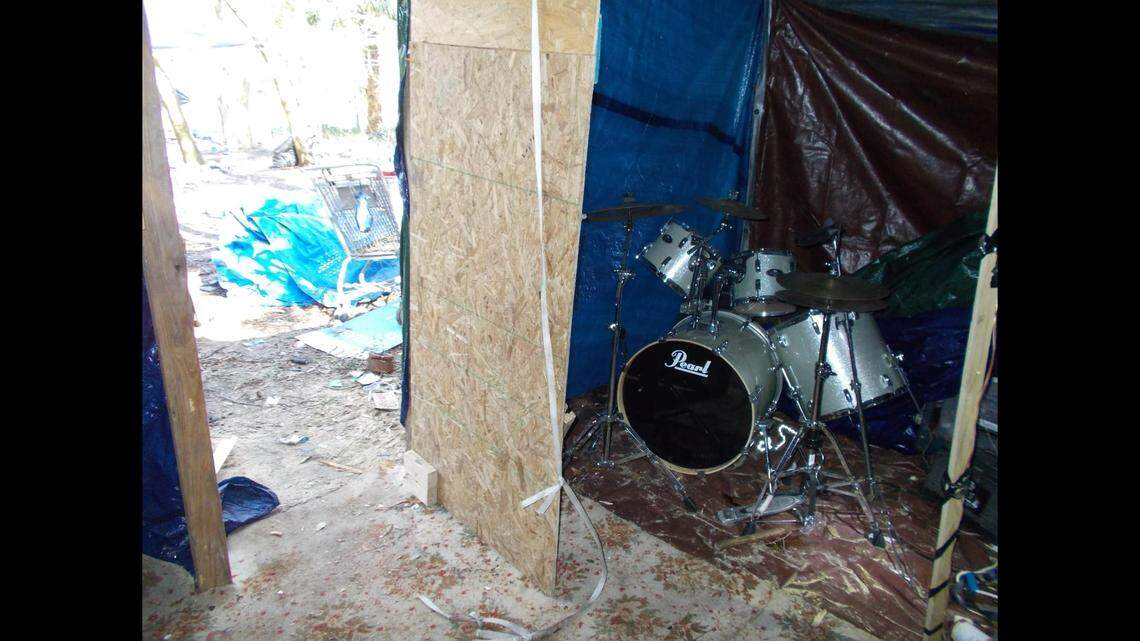 A $1,500 set of drums taken from a DeLand, Florida, church were recovered in a homeless man’s tent, the Volusia County Sheriff’s Office says.