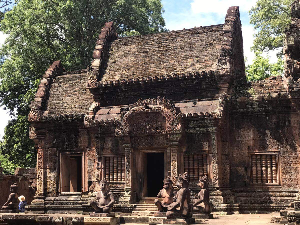 Banteay Seay was built of red sandstone with elaborate, detailed carvings.
