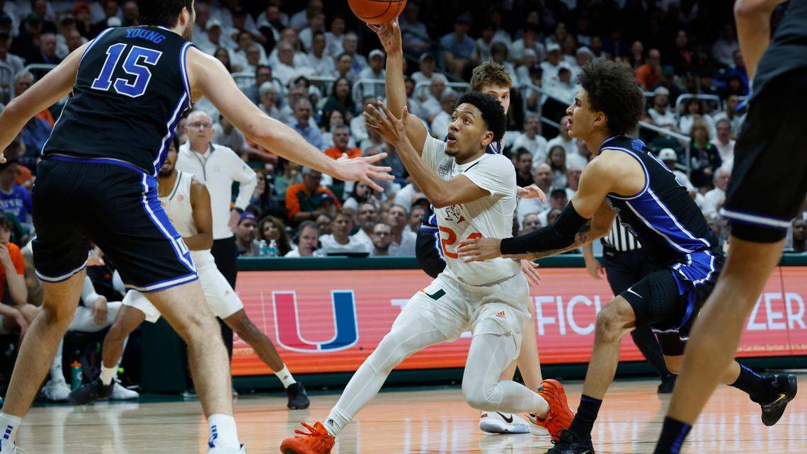Miami Hurricanes guard Nijel Pack (24) is among the players who will be tasked with stopping Wake Forest guard Tyree Appleby, a Florida transfer who leads the ACC in scoring and assists.