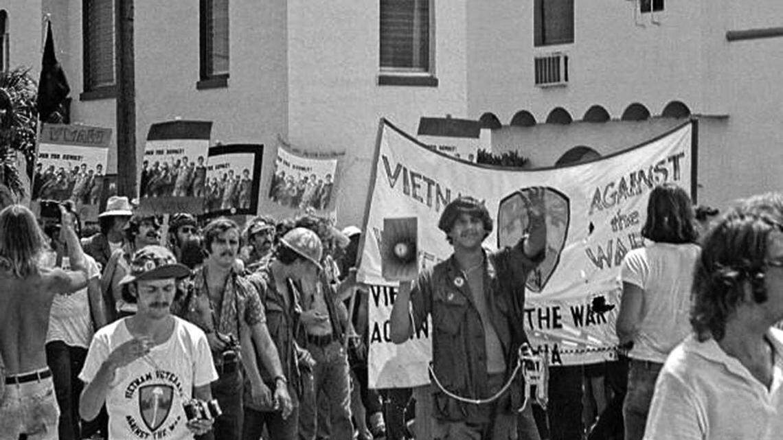 Vietnam war protesters during the 1972 Republican National Convention in Miami Beach. An examination of propaganda’s role in creating fear and passivity, comparing the Vietnam War to today’s policies while urging civic engagement and resistance.