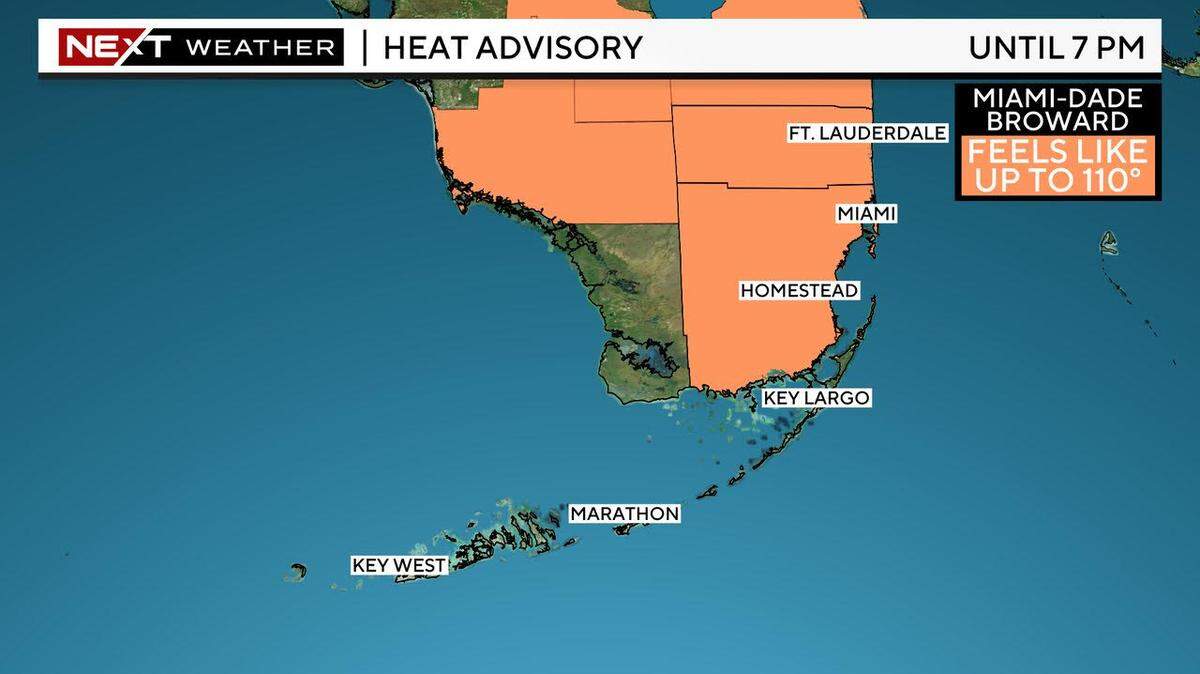 A heat advisory has been issued until 7 p.m. Thursday.