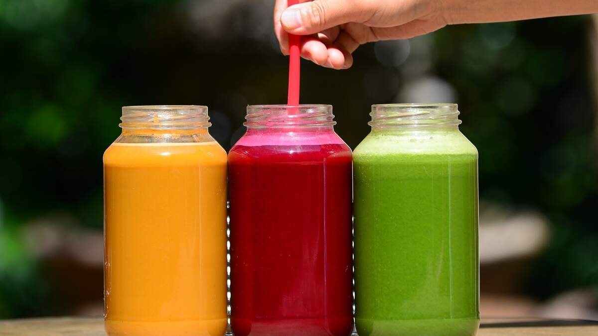 Freshly made juices are displayed at the Silver Lake Juice Bar on September 17, 2013 in the Silver Lake district of Los Angeles, California.