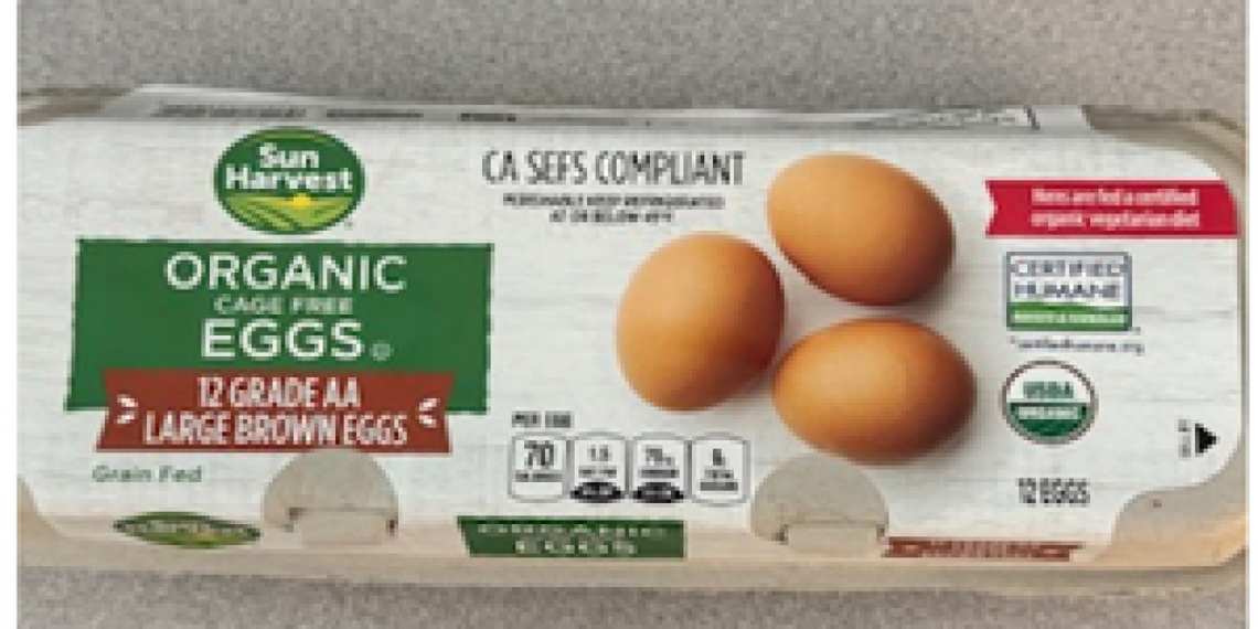 Sun Harvest Cage Free Organic Brown Eggs.