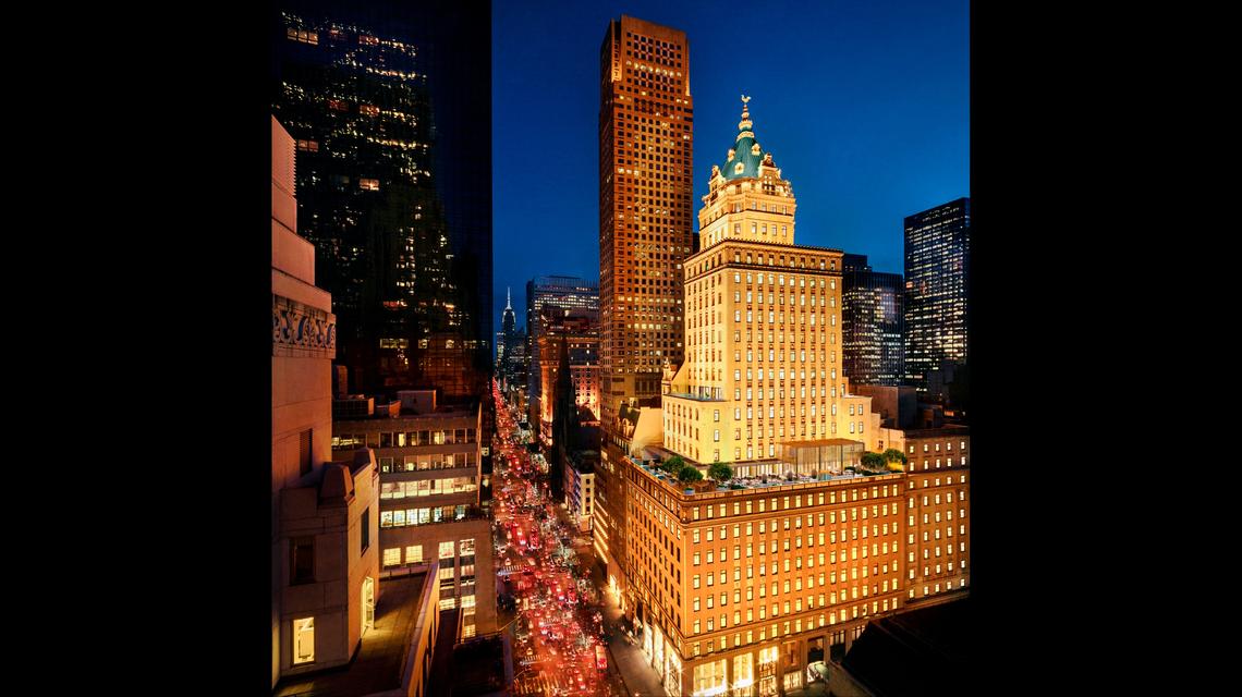 Architectural rendering of the Aman New York, which is currently under construction. A conversion of the historic Crown Building on Fifth Avenue and 57th Street, the project is scheduled for completion in late 2020.