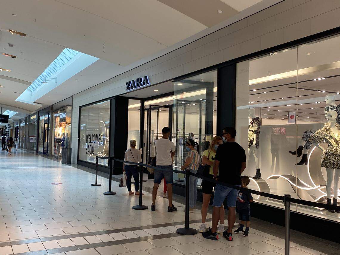 The scene outside of Zara at Dadeland Mall on Monday, May 25, 2020.