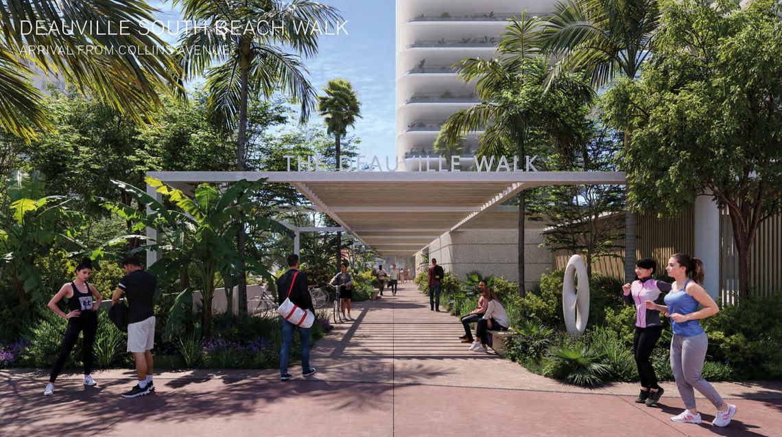 The proposal for a new development at the former Deauville site includes a connection to the beach walk.