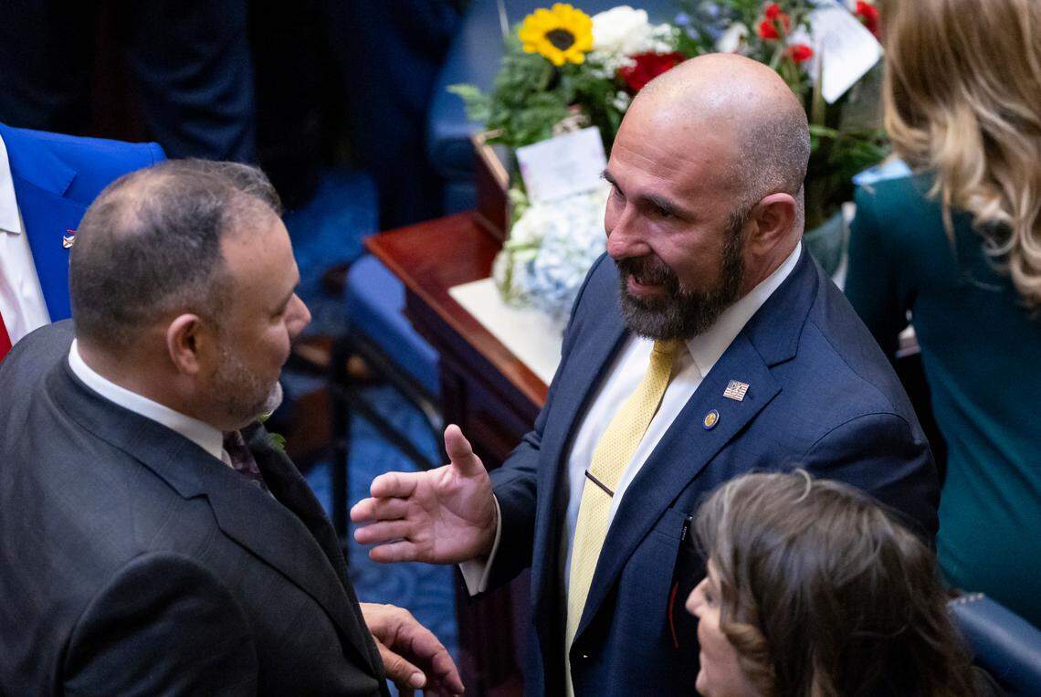 Sen. Jay Collins, R-Tampa, attends the first day of the legislative session at the Florida State Capitol on Tuesday, March 4, 2025, in Tallahassee, Fla.