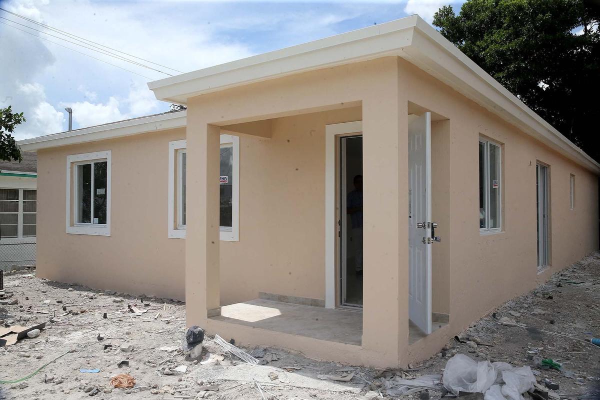 A nearly finished, new four-bedroom, two-bath house across the street from Northwestern Senior High School in the Liberty City or Model City neighborhood is selling for $250,000.