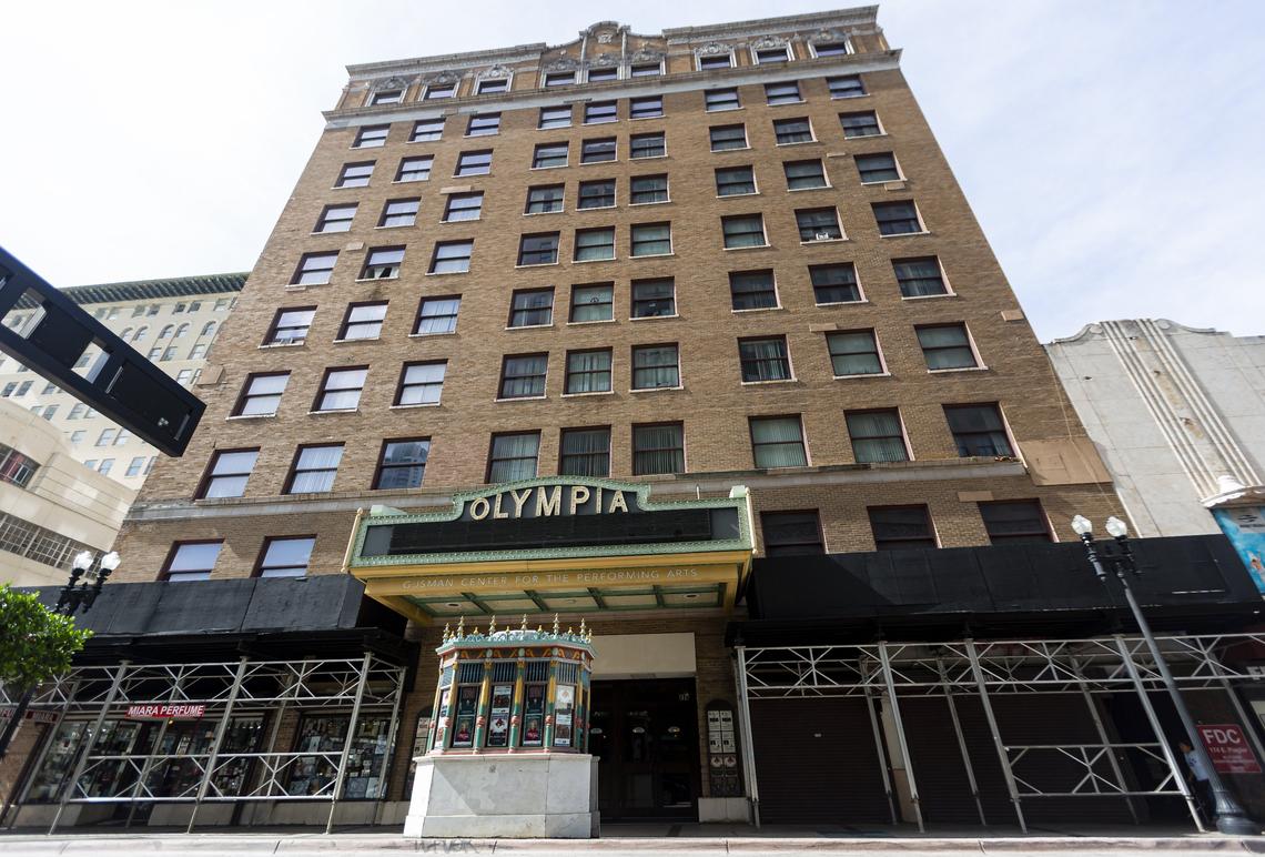 The outside of the Olympia Theater on Flagler Street.